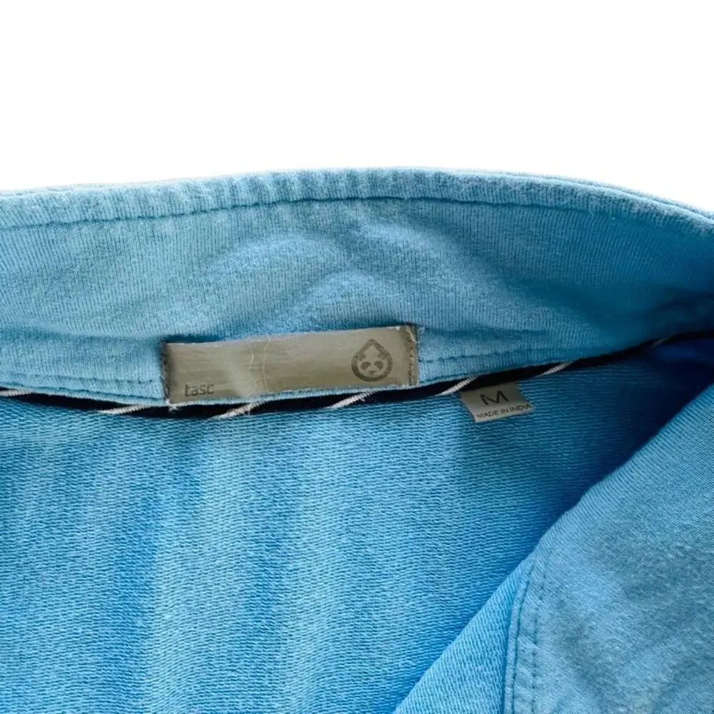 Tasc Performance 1/4 Zip Pullover French Blue Size Medium Cotton Viscose